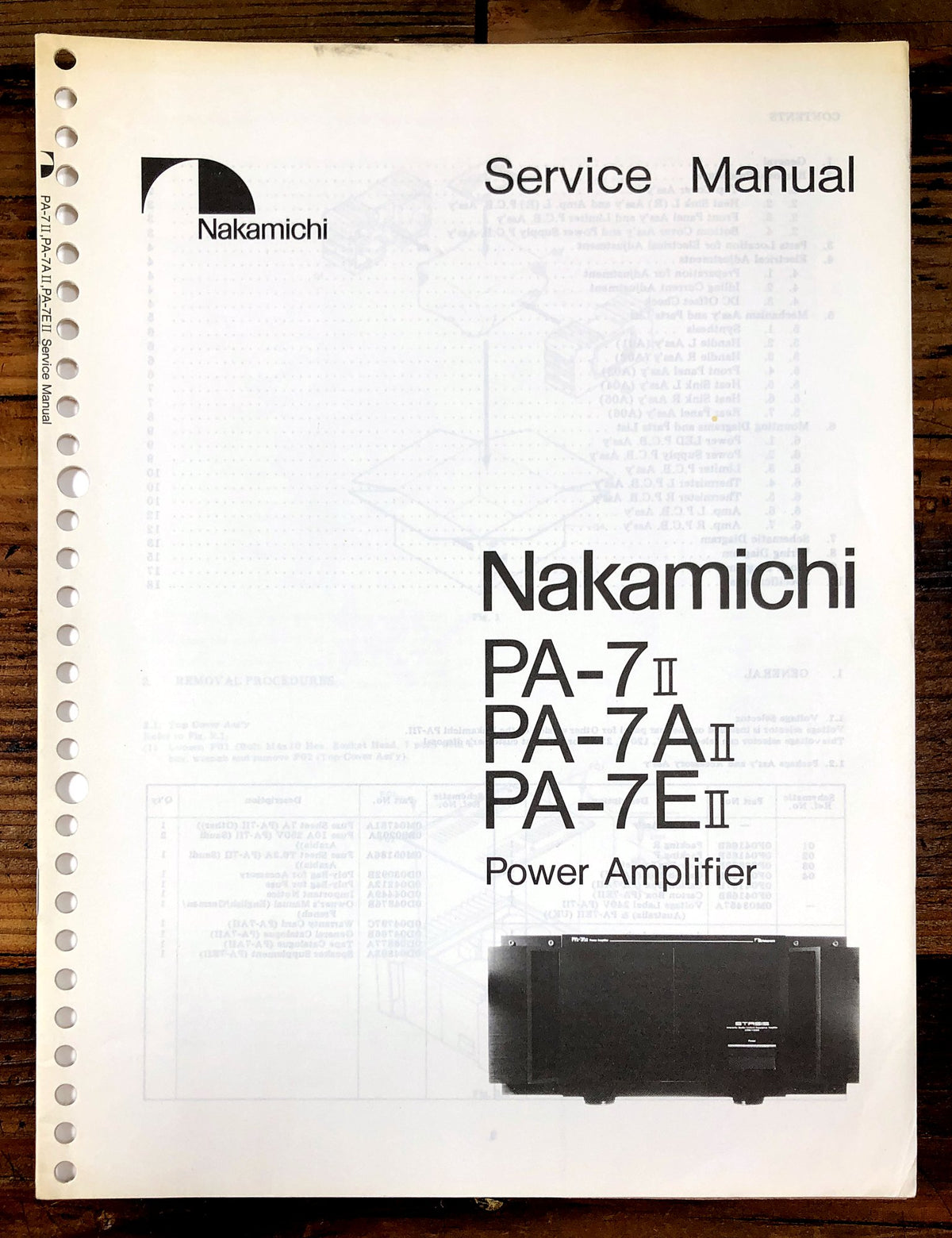Nakamichi PA-7II PA-7AII PA-7EII Power Amplifier Service Manual *Original*