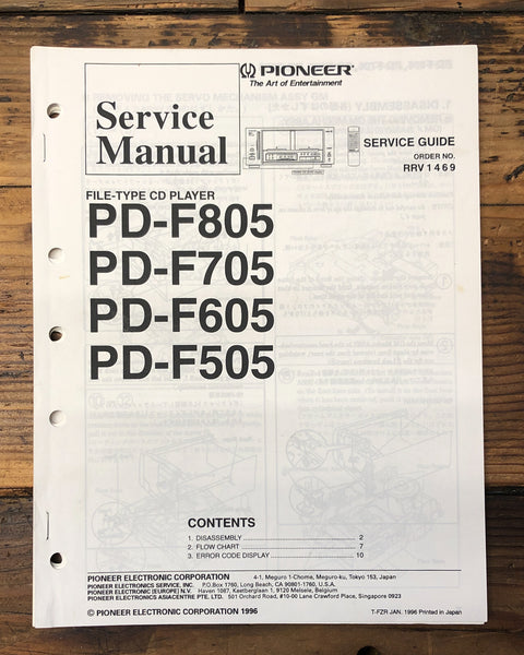 Pioneer PD-F505 -F605 F705 -F805 CD Player  Service Manual *Original*