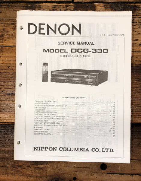Denon DCG-330 CD Player  Service Manual *Original*