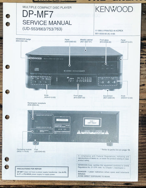 Kenwood DP-MF7 CD Player  Service Manual *Original*