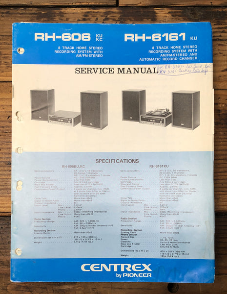 Pioneer RH-606 RH-6161 8 Track Stereo  Service Manual *Original*