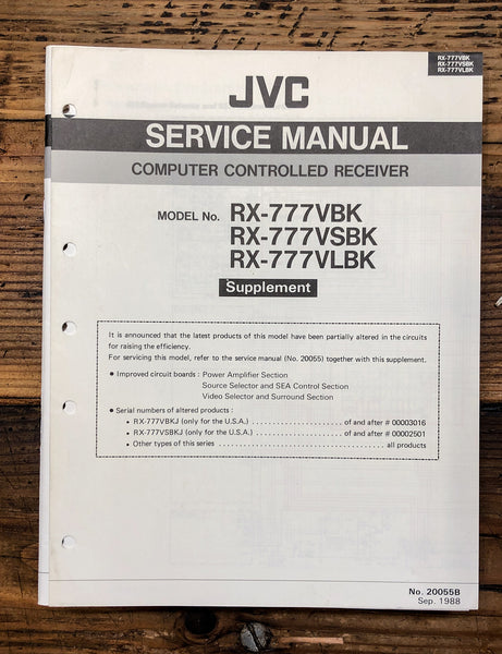 JVC RX-777V BK LBK Receiver Supp. Service Manual *Original*