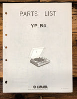Yamaha YP-B4 Turntable Parts List Revised Service Manual *Original*