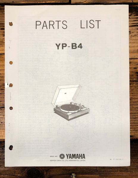 Yamaha YP-B4 Turntable Parts List Revised Service Manual *Original*