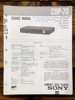 Sony CDP-70 CD Player  Service Manual *Original*