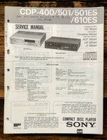 Sony CDP-501ES CDP-610ES -400 -501 CD Player  Service Manual *Original*