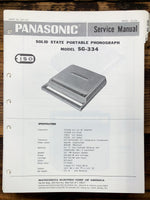 Panasonic SG-334 Record Player / Turntable  Service Manual *Original*