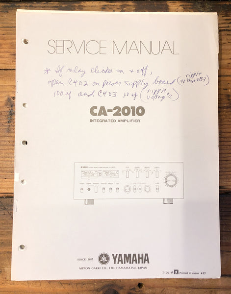 Yamaha CA-2010 Preamp / Preamplifier  Service Manual *Original*