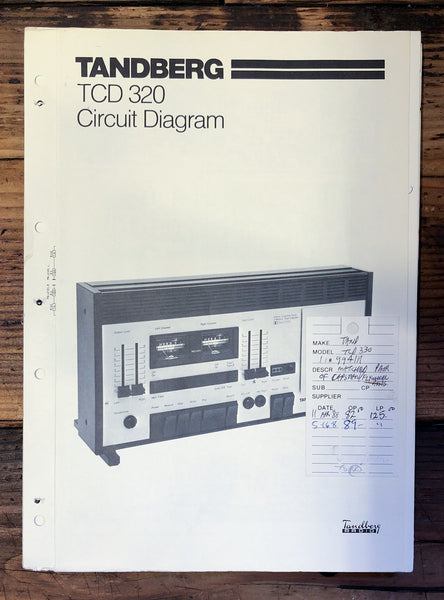 Tandberg TCD-320 Cassette  Fold Out Schematic *Original*