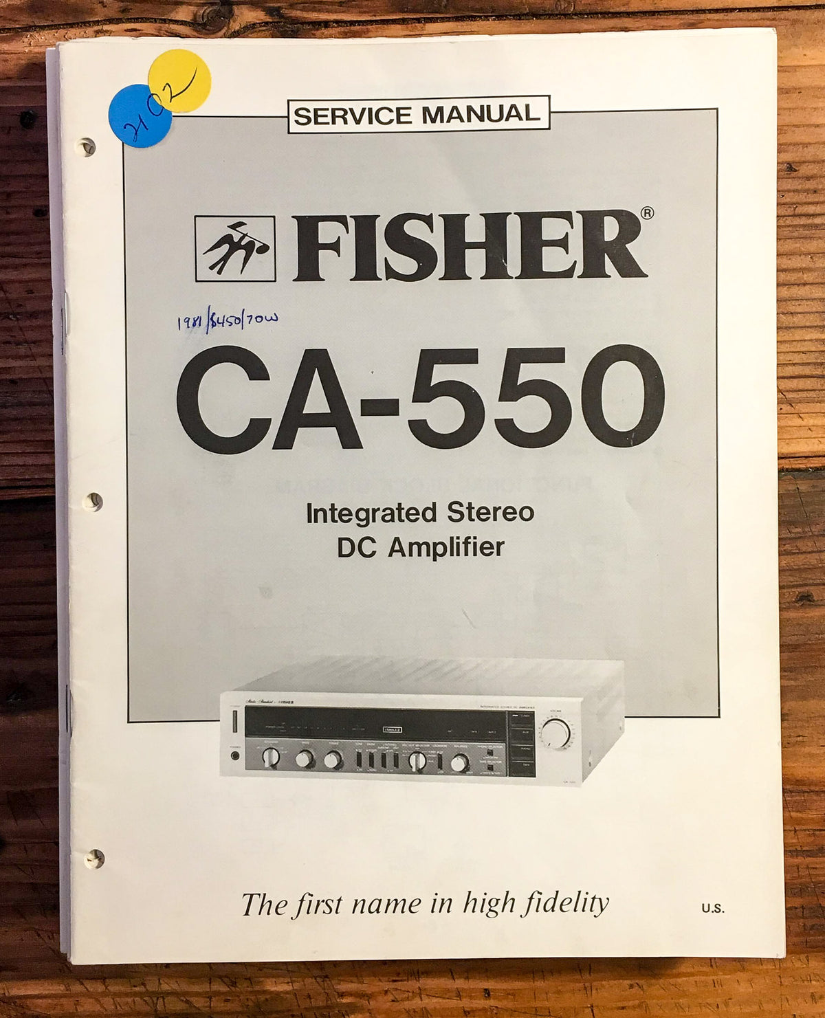 Fisher CA-550 Amplifier  Service Manual *Original*