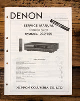 Denon DCD-820 CD Player  Service Manual *Original*