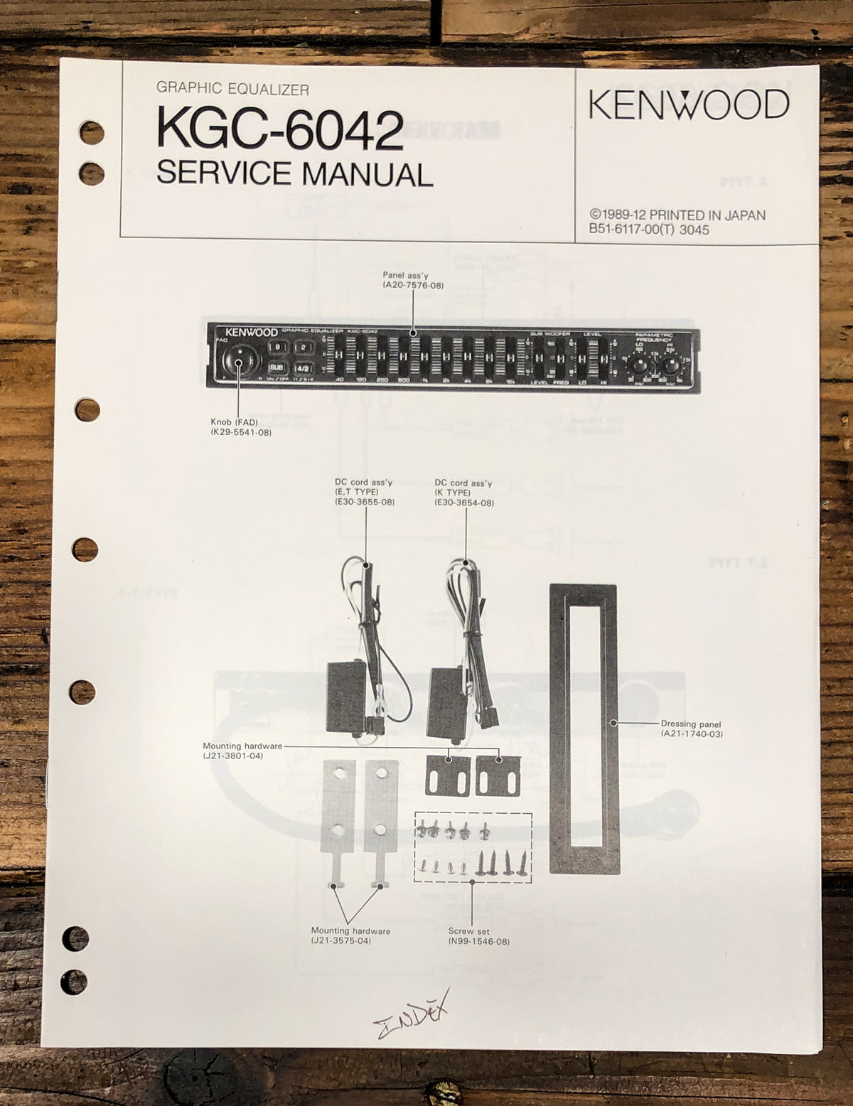 Kenwood KGC-6042 Equalizer Service Manual *Original*