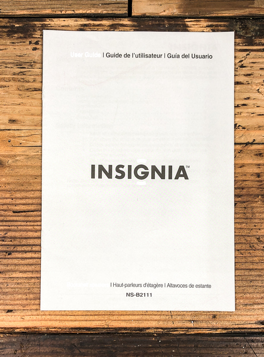 Insignia HS-B2111 Speaker Owners / User Manual *Original*