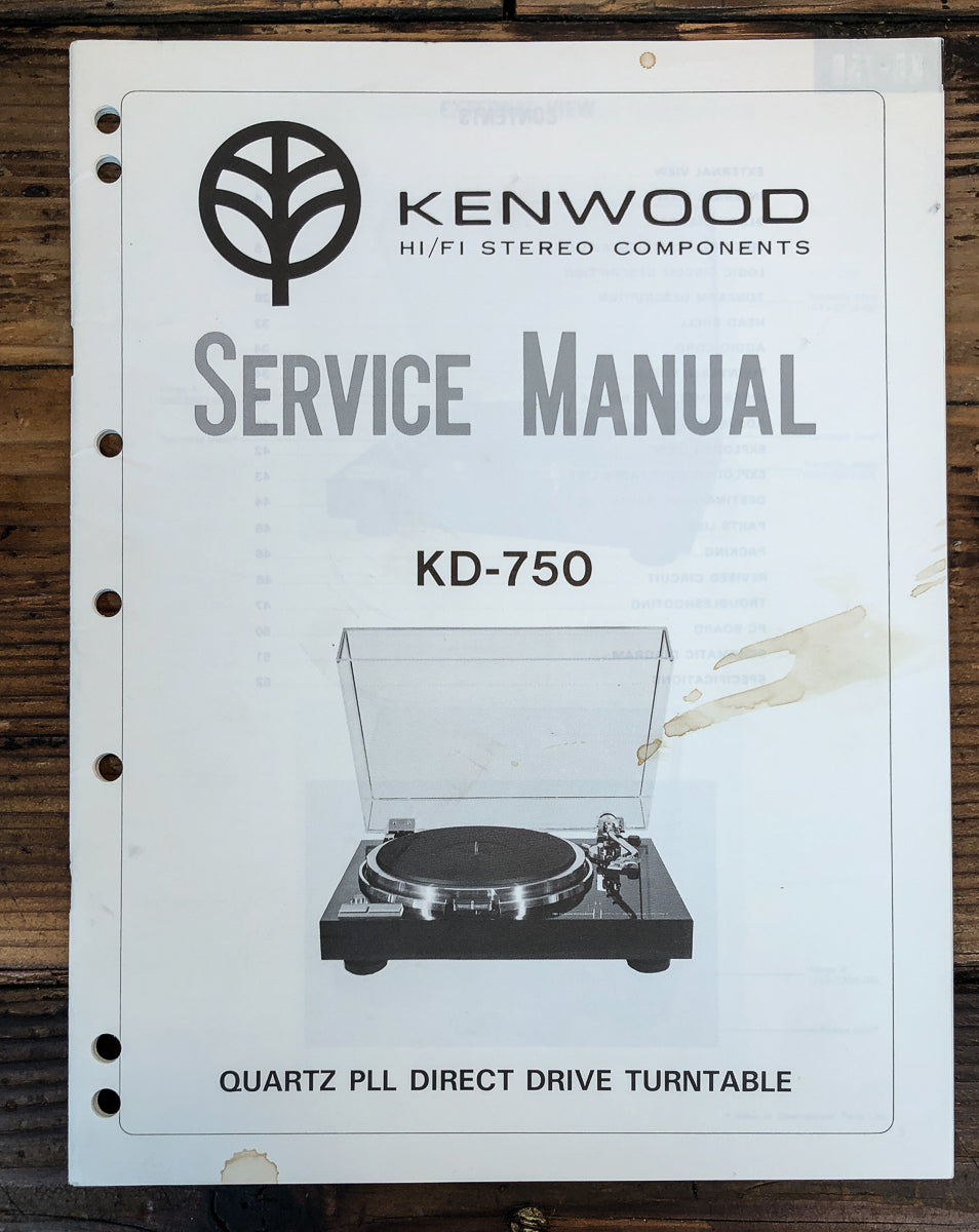 Kenwood KD-750 Record Player / Turntable Service Manual *Original*