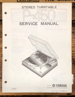 Yamaha P-450 Record Player / Turntable  Service Manual *Original*
