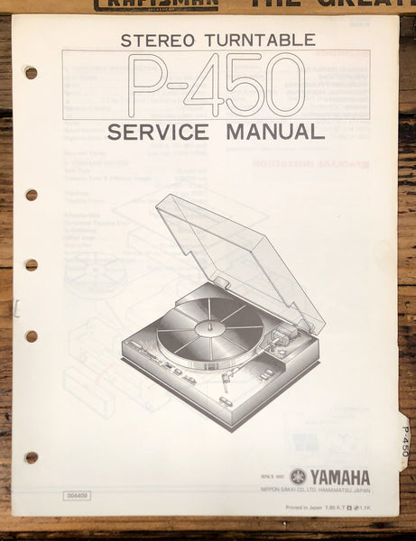 Yamaha P-450 Record Player / Turntable  Service Manual *Original*