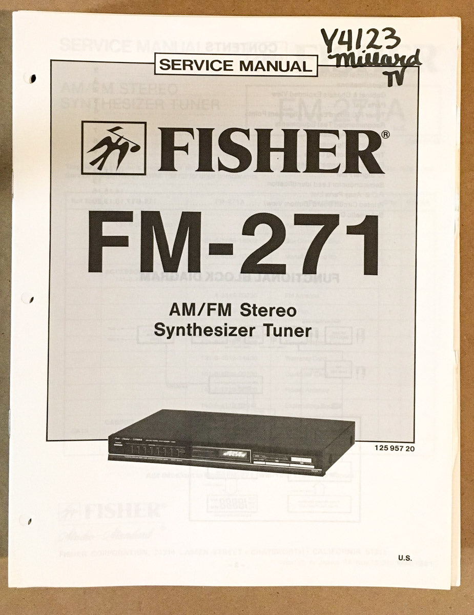 Fisher FM-271 Tuner Service Manual *Original*
