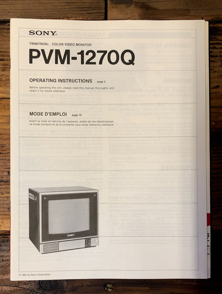 Sony PVM-1270Q Monitor  Owner / User Manual *Original*