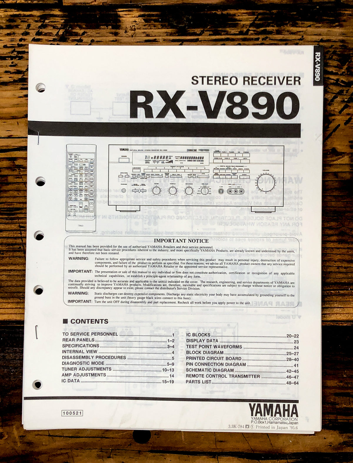 Yamaha RX-V890 Receiver Service Manual *Original*