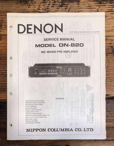 Denon DN-820 Mixing Preamplifier / Preamp  Service Manual *Original*