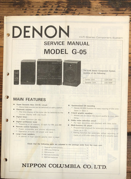 Denon G-05 Component Stereo  Service Manual *Original*