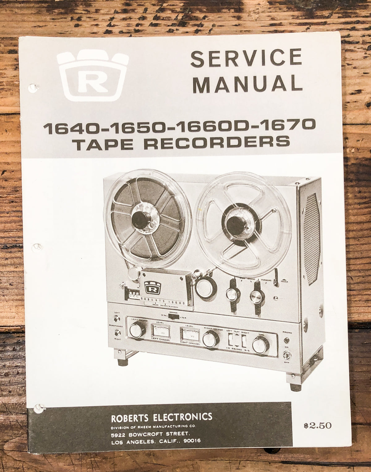 Roberts Model 1640 1650 1660D 1670 Reel to Reel  Service Manual *Original*