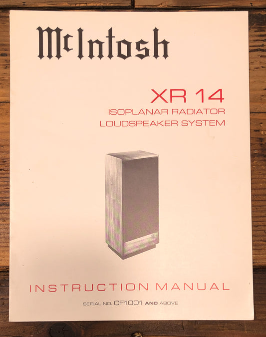 McIntosh XR14 Speaker Owners / User Manual *Original*