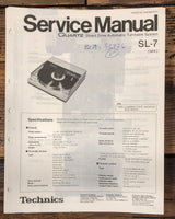 Technics SL-7 Turntable  Service Manual *Original*