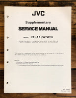 JVC PC-11 Stereo / Boombox Supp. Service Manual *Original*