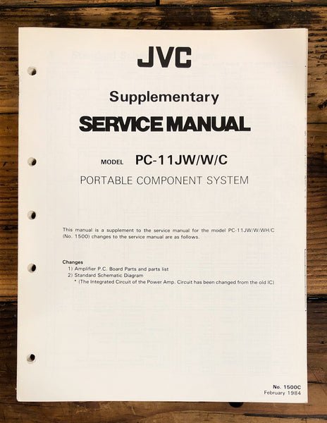 JVC PC-11 Stereo / Boombox Supp. Service Manual *Original*