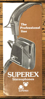 Superex Headphones PRO VII PEP-79E -81 TRL-77  Fold Out Dealer Brochure *Orig*