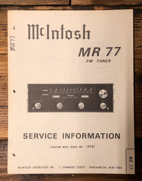 McIntosh MR-77 MR77 Tuner  Service Manual *Original* #2