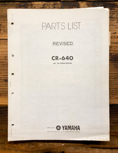 Yamaha CR-640 Receiver Parts List Manual  *Original*