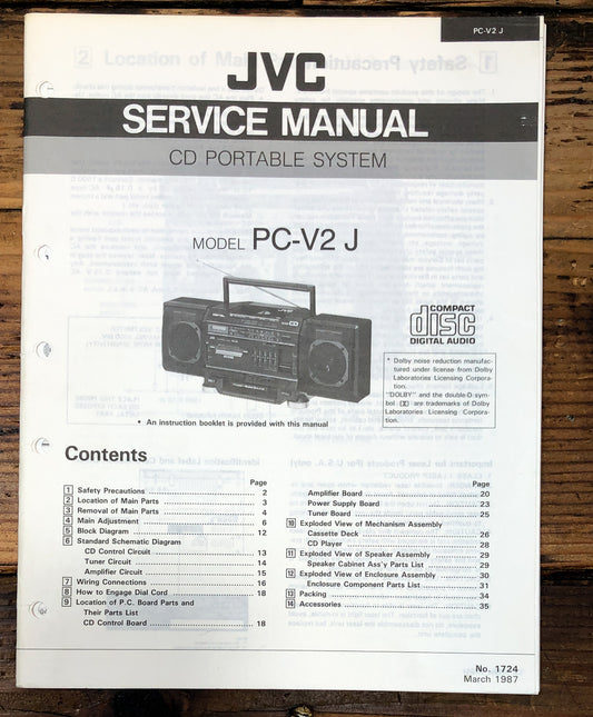 JVC PC-V2 Radio Cassette Service Manual *Original*