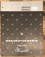 Marantz Model 6300 Record Player / Turntable  Service Manual *Original*