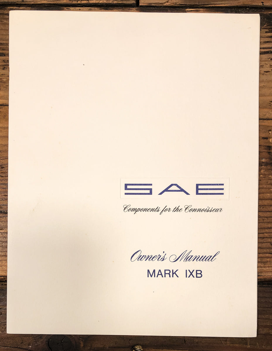SAE MARK IXB Preamp / Preamplifier Owners / User Manual *Original*
