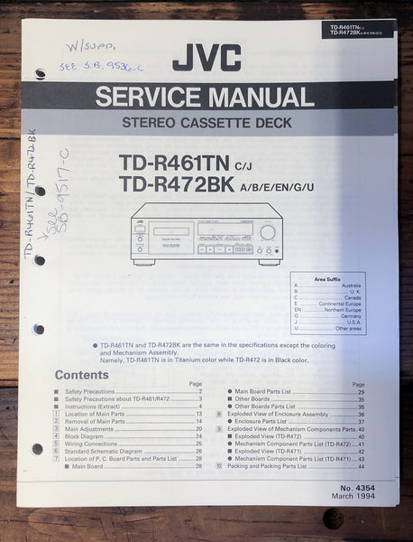 JVC TD-R461 TN TD-R472 BK Cassette  Service Manual *Original*