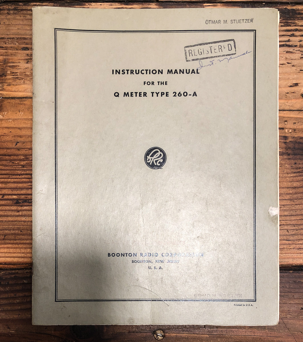Boonton Radio Q Meter Type 260-A  Owners / User Manual *Original*