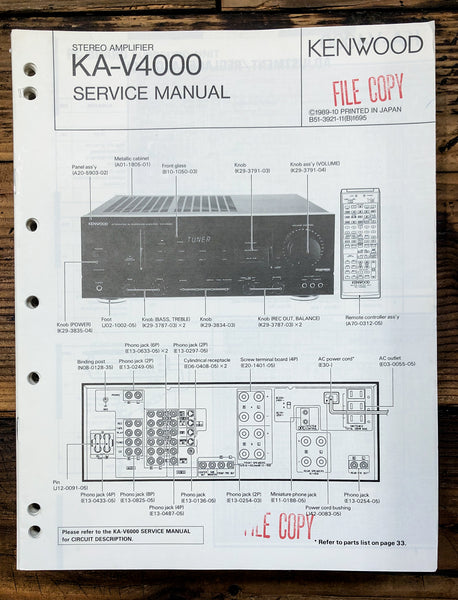 Kenwood KA-V4000 Amplifier  Service Manual *Original*