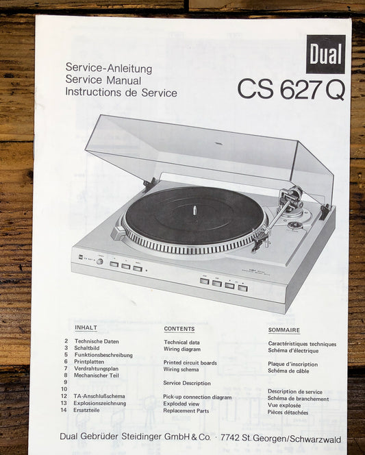 Dual CS 627Q CS 627 Q  Service Manual *Original*