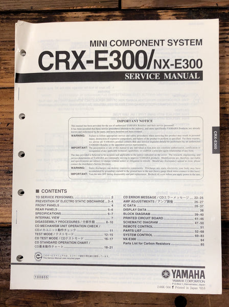 Yamaha CDX-E300 NX-E300 Radio / Stereo  Service Manual *Original*