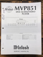 McIntosh MVP851 MVP-851 CD Transport  Service Manual *Original*