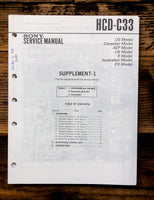 Sony HCD-C33 Stereo Supp. Service Manual *Original*