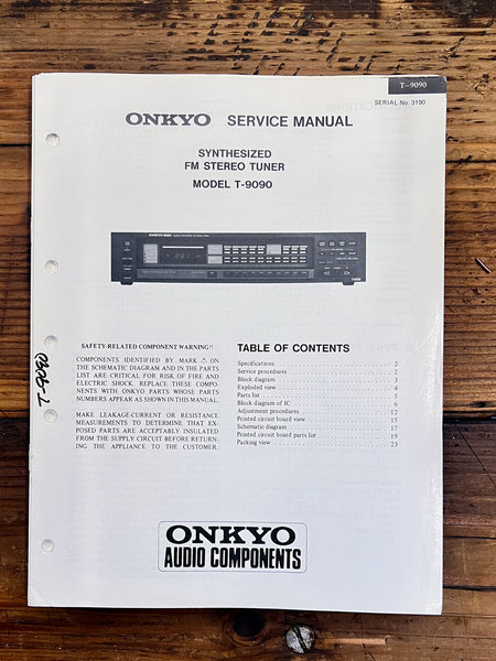 Sony T-9090 Tuner  Service Manual *Original*