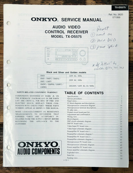 Onkyo TX-DS575 Receiver  Service Manual *Original*