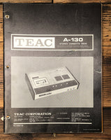 Teac A-130 Cassette Parts List &  Service Manual *Original*