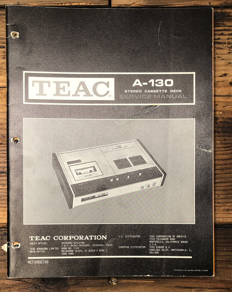 Teac A-130 Cassette Parts List &  Service Manual *Original*