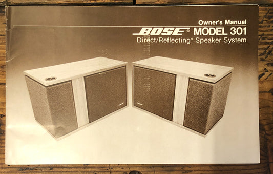 Bose  Model 301 Speaker  Owner / User Manual *Original*