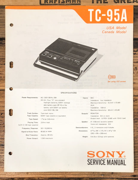 Sony TC-95 A TC-95A Cassette  Service Manual *Original*