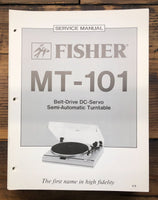 Fisher MT-101 Record Player / Turntable  Service Manual *Original*